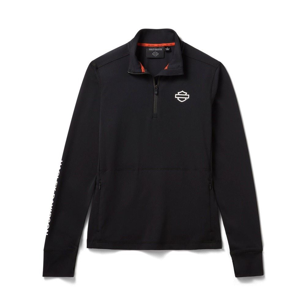 Harley-Davidson Mens H-D Tech Quarter Zip Pullover Black Coolmax 2XL NEW